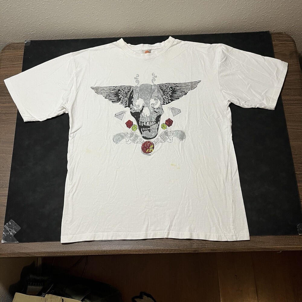 Vintage Johnny Blaze Shirt Skull Angel Wings Ed Hardy Logo Flame Graphic 90s Y2K